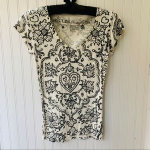 Black & White V Neck Tee